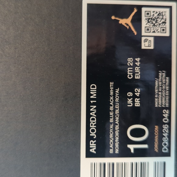 Jordan 1 Mid Black Royal Blue Size 10 - Picture 5 of 5